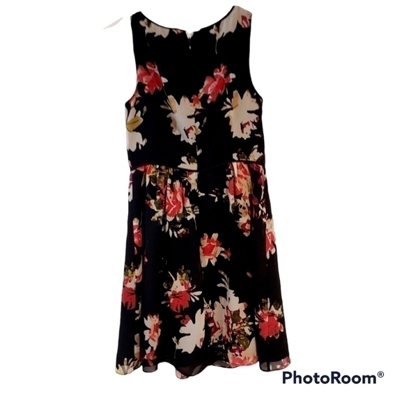 Loft sleeveless semi sheer knee length A line zip back party dress sz O - Picture 2 of 6